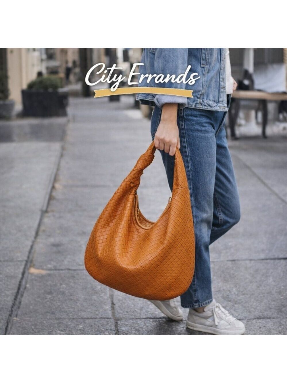 Melie Bianco Woven Hobo Bag | Camel Vegan Leather Slouchy | Bottega Inspired Bag